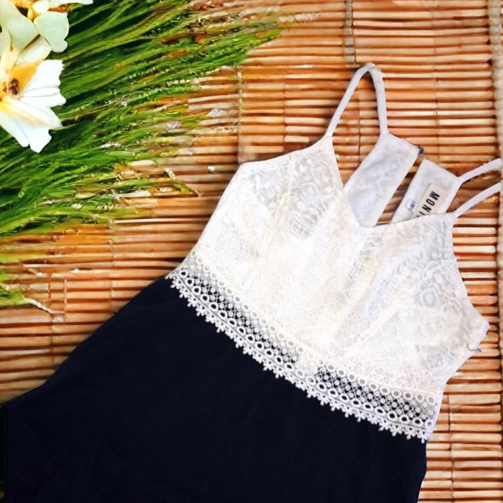 Gauze & Crochet Lace Cut Out A-Line Halter Mini Dress
